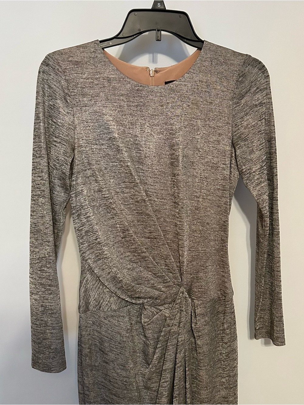 ABS Allen Schwartz Heathered Gray Long Sleeve Twist Front Dress